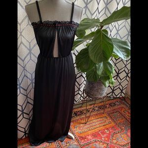 Slip dress black with red - vintage